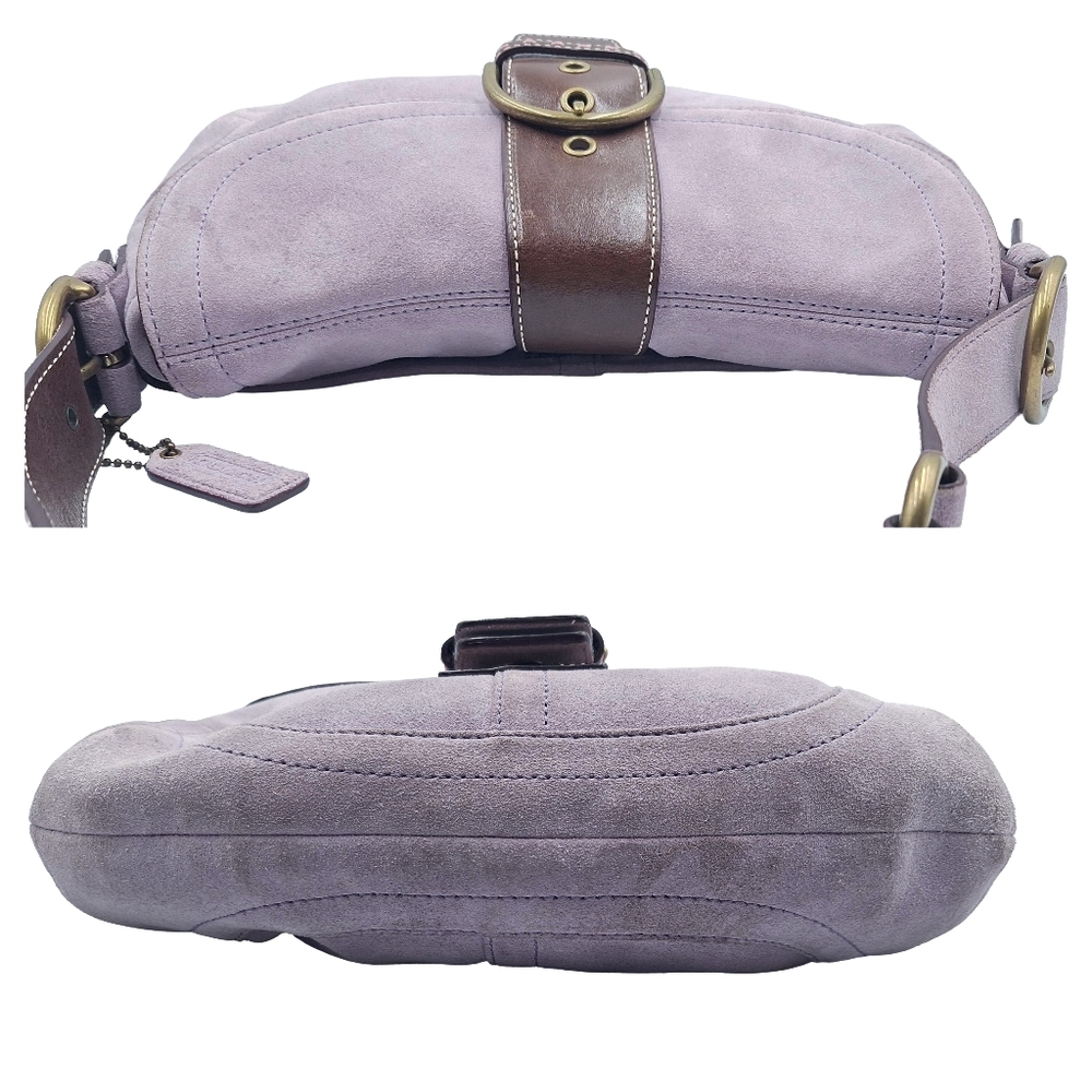 Vintage Y2K Coach Soho 9688 Demi Flap Lilac Suede Hobo Bag - Picture 7 of 13